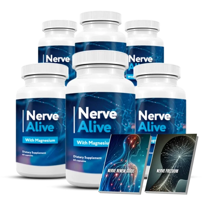 Nerve Alive 6 bottle pack with 2 free bonus guides, 180 day supply